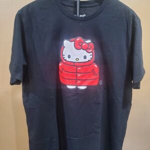 Hello Kitty Black Tee with Red Coat Design